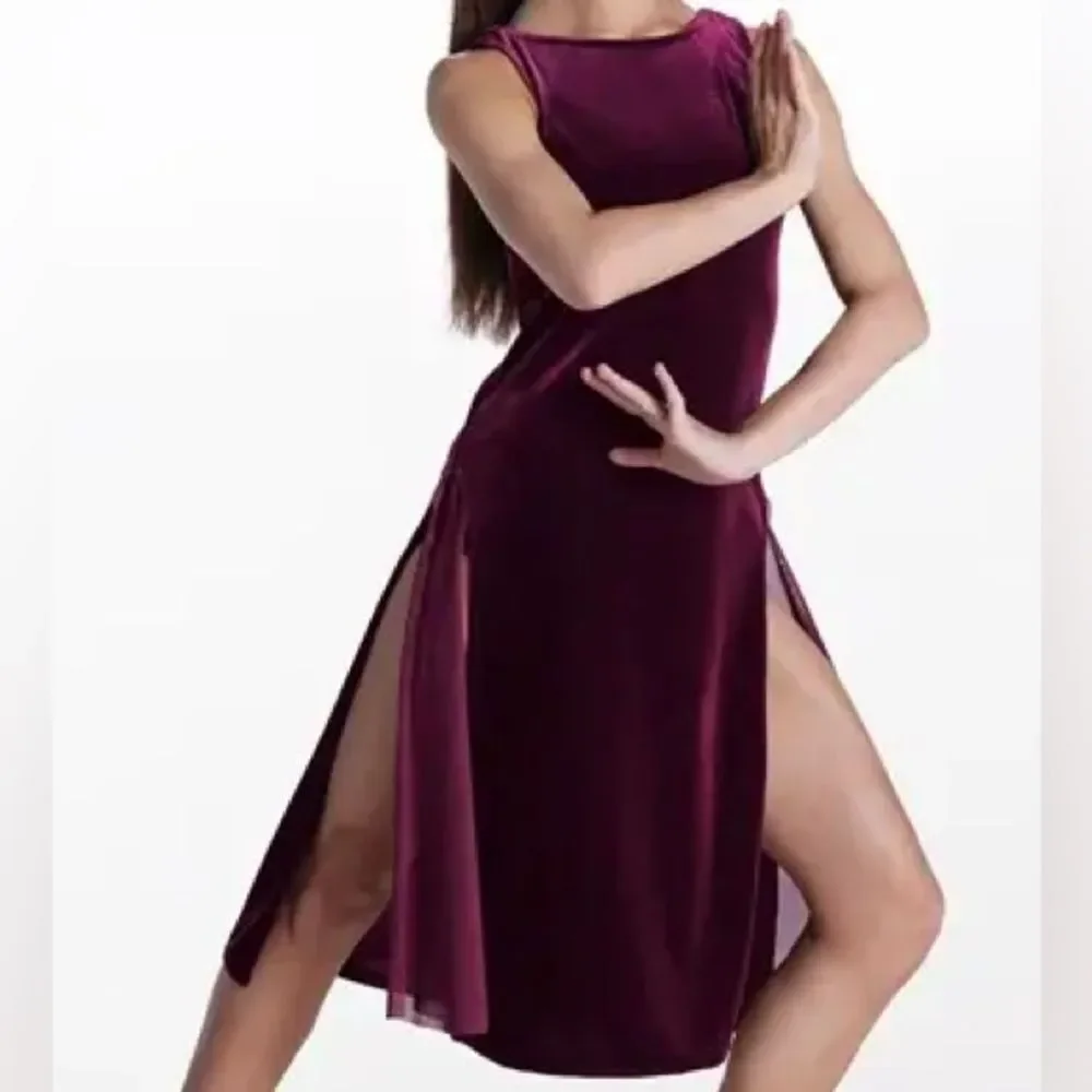 Weissman Dance Costume burgundy red velvet dress True Blue 17880 LA-Large adult